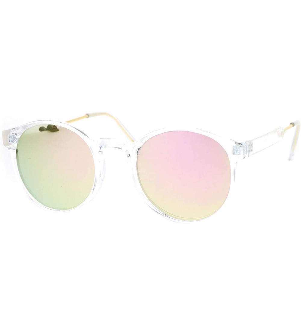 Wayfarer Retro Clear Frame Keyhole Mirrored Lens Sunglasses - Clear Peach - CJ12O5C5OZU $19.80