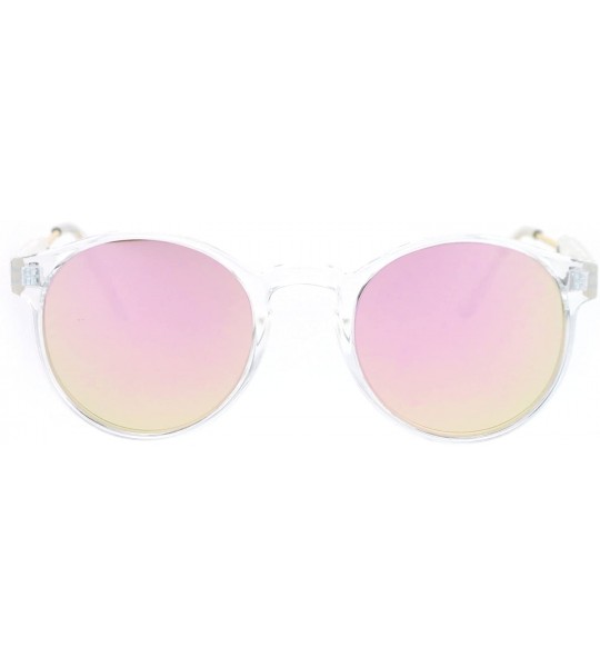 Wayfarer Retro Clear Frame Keyhole Mirrored Lens Sunglasses - Clear Peach - CJ12O5C5OZU $19.80