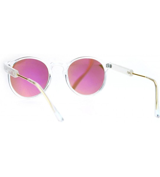 Wayfarer Retro Clear Frame Keyhole Mirrored Lens Sunglasses - Clear Peach - CJ12O5C5OZU $19.80