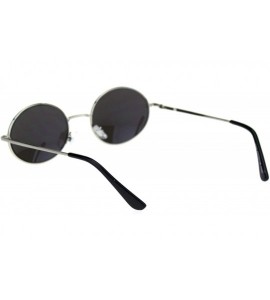 Oval Mens Color Mirror Lens Spring Hinge Oval Round Metal Sunglasses - Silver Blue Mirror - CR18RS005EI $19.50