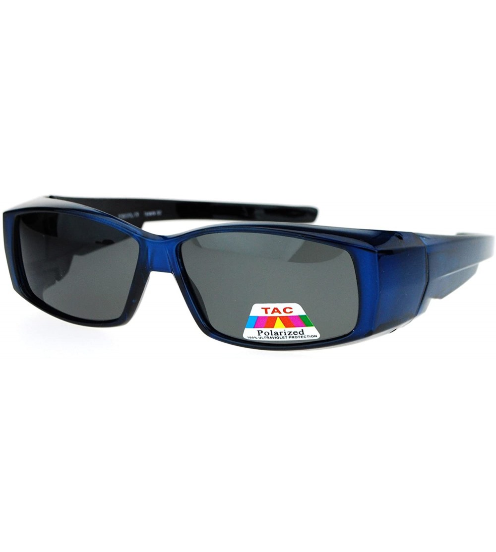Rectangular Polarized Lens Fit Over Glasses Sunglasses Rectangular OTG Frame - Blue - CI18884ET70 $26.76