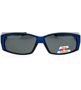 Rectangular Polarized Lens Fit Over Glasses Sunglasses Rectangular OTG Frame - Blue - CI18884ET70 $26.76