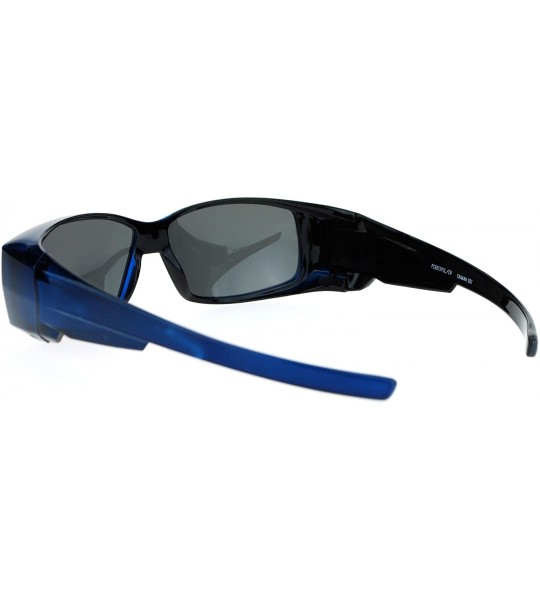 Rectangular Polarized Lens Fit Over Glasses Sunglasses Rectangular OTG Frame - Blue - CI18884ET70 $26.76