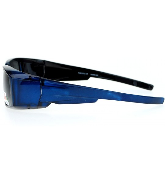 Rectangular Polarized Lens Fit Over Glasses Sunglasses Rectangular OTG Frame - Blue - CI18884ET70 $26.76