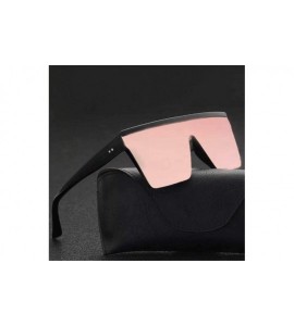 Oval Male Flat Top Sunglasses Black Square UV400 Gradient Sun Glasses for Men Cool One Piece - Pink - C4194O58AOX $32.61