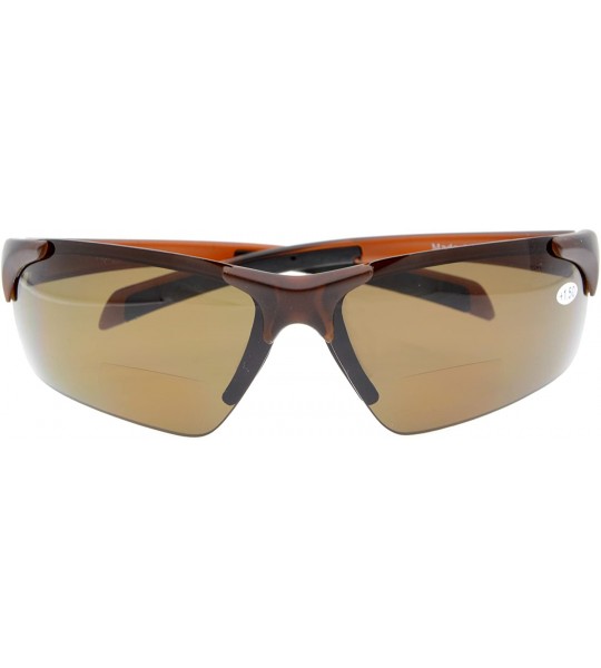 Sport Bifocal Sunglasses with Wrap-Around Sport Design Half Frame for Men and Women - Brown - CV18C3LGIXY $39.38