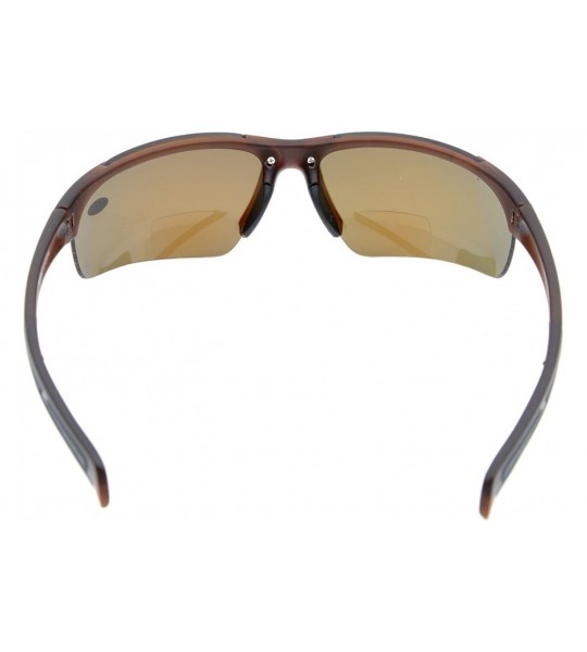 Sport Bifocal Sunglasses with Wrap-Around Sport Design Half Frame for Men and Women - Brown - CV18C3LGIXY $39.38