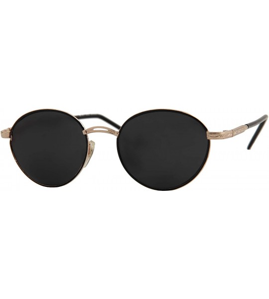 Oversized Stylish Sunglasses Women Oval Classic Vintage Retro Metal Trendy Black - Gold Metal Frame / Black Lens - CK18O7KHE7...