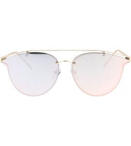 Rimless Womens Sunglasses Trendy Arched Metal Top Rims Behind Mirror Lens UV400 - Gold (Pink Mirror) - CG186L7ZCK5 $22.75