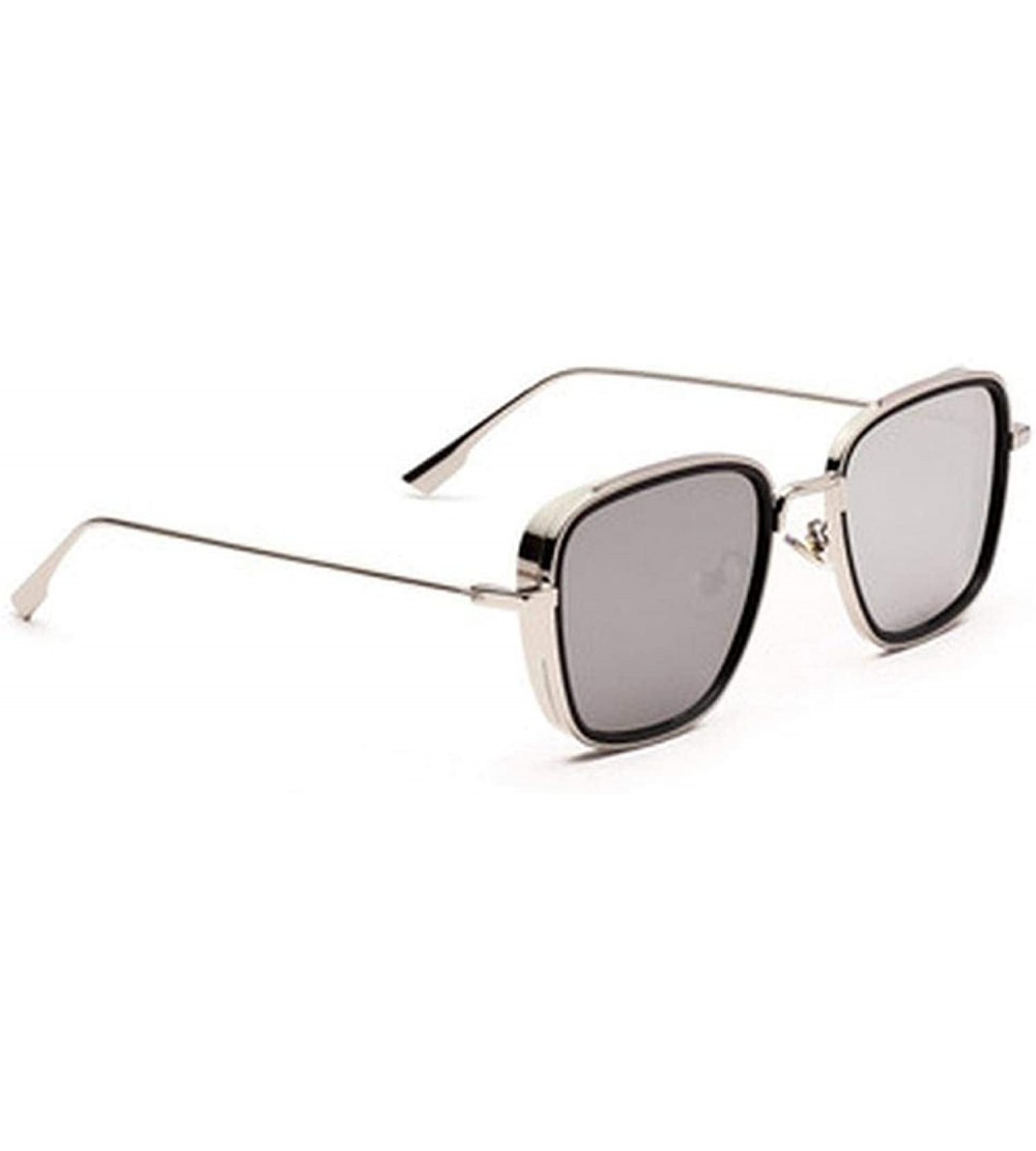 Oversized Women Retro Classic Metal Square Oversized Sunglasses Men Luxury Vintage Mirrors Tinted Color Lens Sun Glasses - CC...