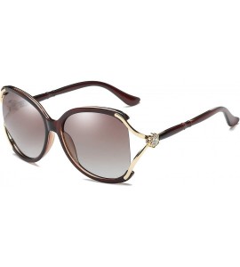 Butterfly Marissa Classic Oversized Polarized Sunglasses for Women 100% UV Protection - Coffee - CV18HEQHTQZ $24.22