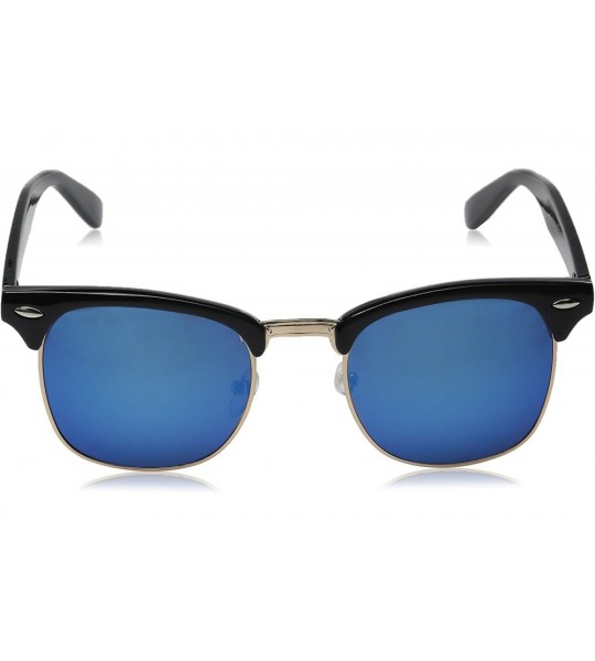 Semi-rimless Half Frame Semi-Rimless Horn Rimmed Sunglasses - Black-gold / Blue Mirror - CF12ECUDXEF $19.96