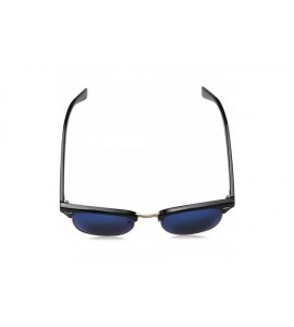 Semi-rimless Half Frame Semi-Rimless Horn Rimmed Sunglasses - Black-gold / Blue Mirror - CF12ECUDXEF $19.96