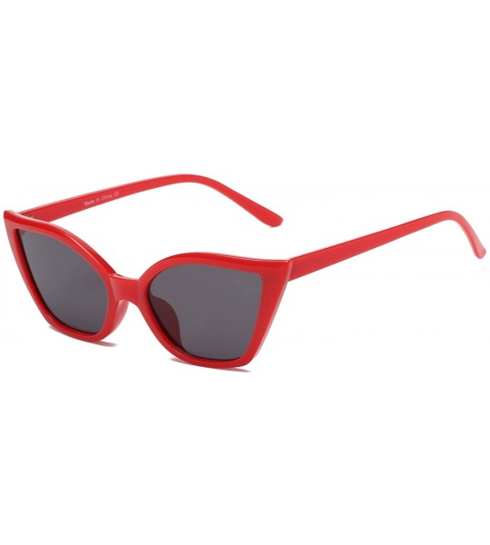 Goggle Women Slim Retro Vintage Small High Pointed Cat Eye Fashion Sunglasses - Red - CP18WSENQQX $37.83