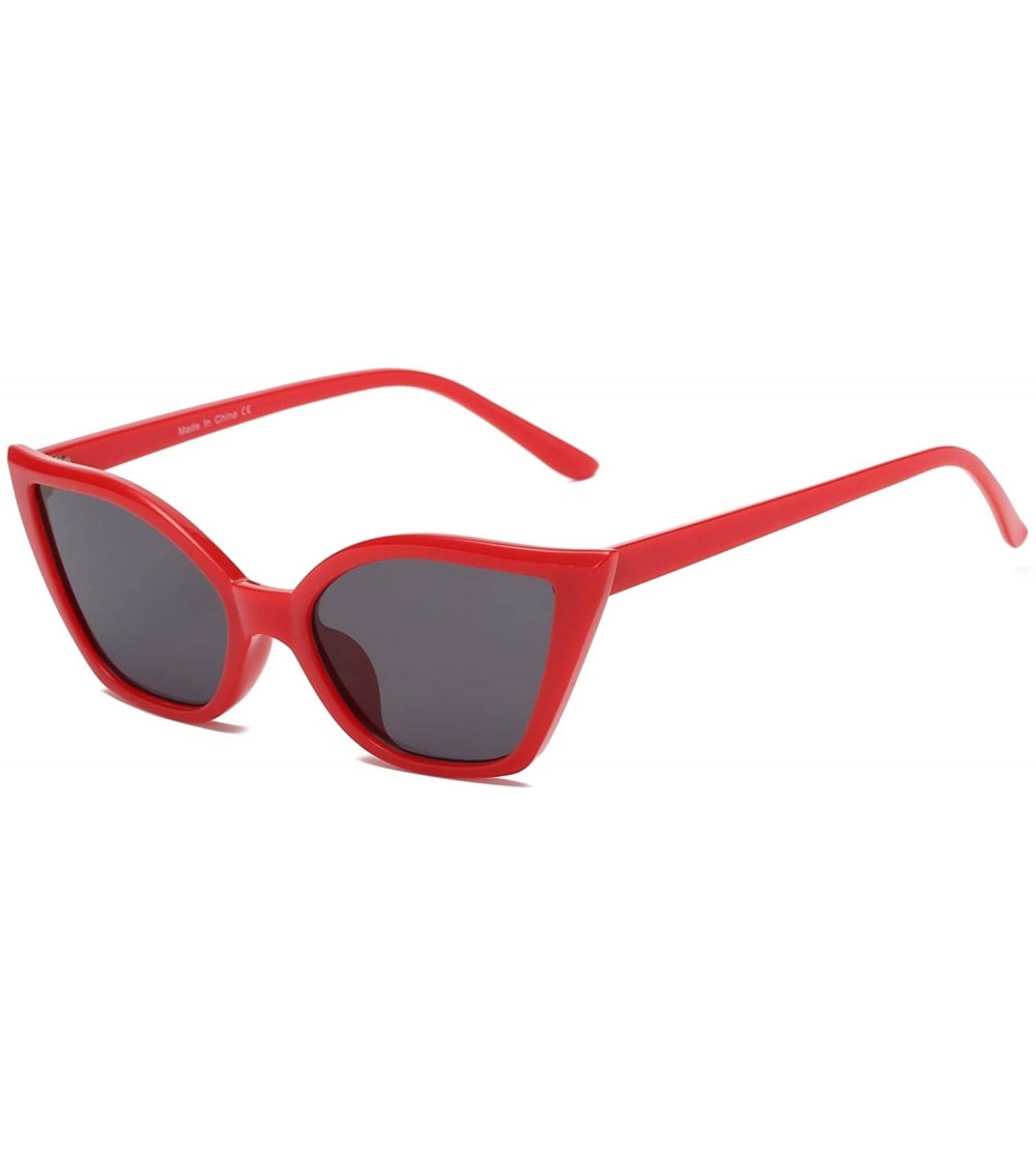 Goggle Women Slim Retro Vintage Small High Pointed Cat Eye Fashion Sunglasses - Red - CP18WSENQQX $37.83