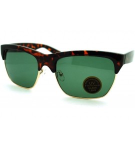 Wayfarer Mens Glass Lens Retro Half Rim Horned Hipster Sunglasses - Tortoise - CT11K8CFLUL $19.71