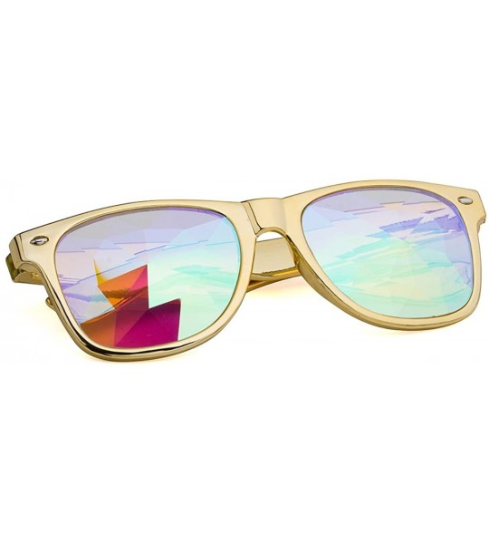 Goggle Kaleidoscope Glasses - Rainbow Rave Prism Diffraction Crystal Lens Sunglasses Goggles - Yellow - CE18DZAQ8Y5 $25.82