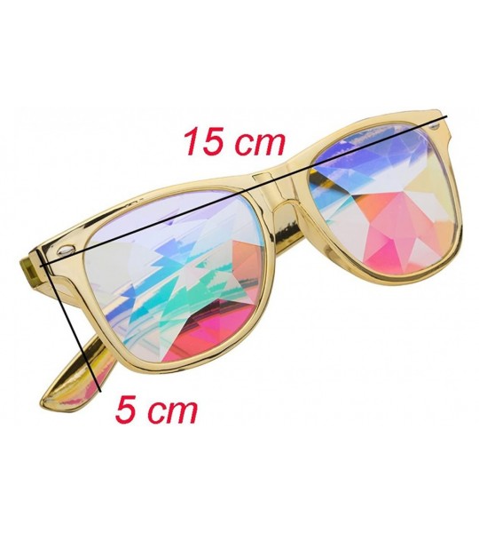 Goggle Kaleidoscope Glasses - Rainbow Rave Prism Diffraction Crystal Lens Sunglasses Goggles - Yellow - CE18DZAQ8Y5 $25.82