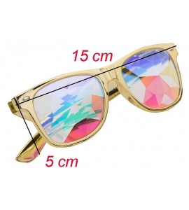 Goggle Kaleidoscope Glasses - Rainbow Rave Prism Diffraction Crystal Lens Sunglasses Goggles - Yellow - CE18DZAQ8Y5 $25.82