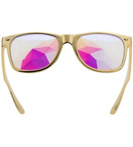 Goggle Kaleidoscope Glasses - Rainbow Rave Prism Diffraction Crystal Lens Sunglasses Goggles - Yellow - CE18DZAQ8Y5 $25.82