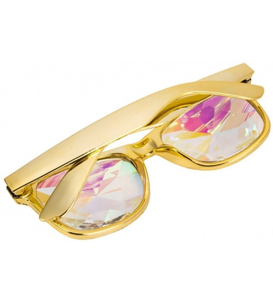 Goggle Kaleidoscope Glasses - Rainbow Rave Prism Diffraction Crystal Lens Sunglasses Goggles - Yellow - CE18DZAQ8Y5 $25.82