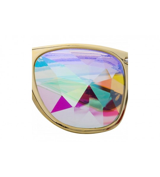 Goggle Kaleidoscope Glasses - Rainbow Rave Prism Diffraction Crystal Lens Sunglasses Goggles - Yellow - CE18DZAQ8Y5 $25.82