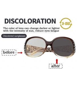 Wrap Sunglasses Photochromatic Rhinestone Polarized Protection - Brown Wide Temple Photochromatic Lens - CH194CUKRDC $41.13