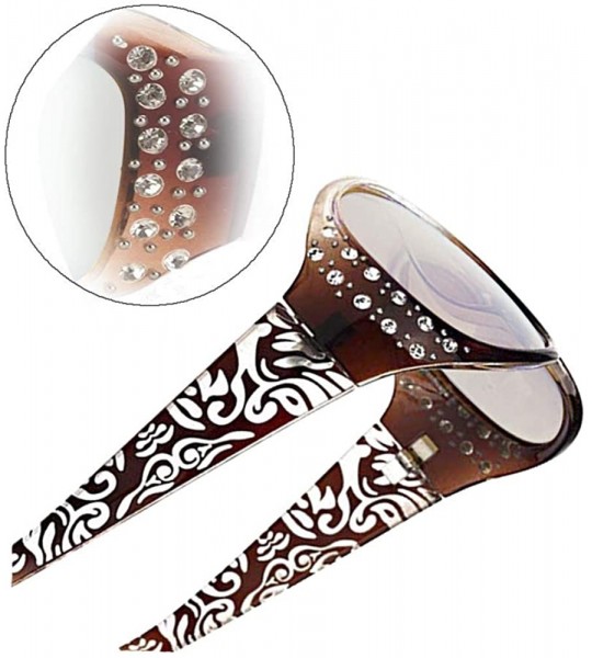 Wrap Sunglasses Photochromatic Rhinestone Polarized Protection - Brown Wide Temple Photochromatic Lens - CH194CUKRDC $41.13