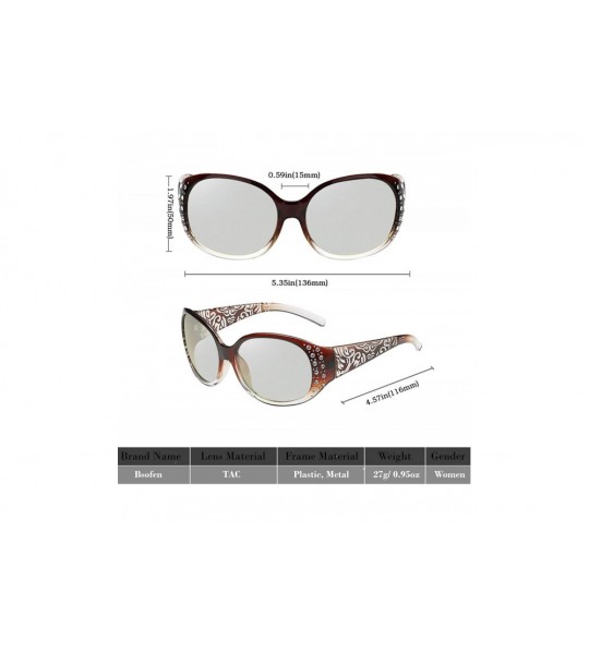 Wrap Sunglasses Photochromatic Rhinestone Polarized Protection - Brown Wide Temple Photochromatic Lens - CH194CUKRDC $41.13