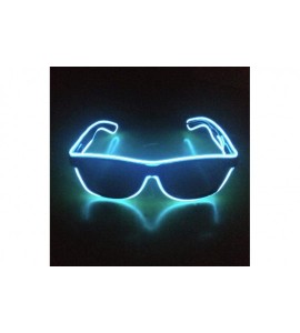 Shield LED Sunglasses- El LED Club Party Light Up Glasses Eyeglasses Bright Flashing Costumes For Party Halloween - Blue - CY...