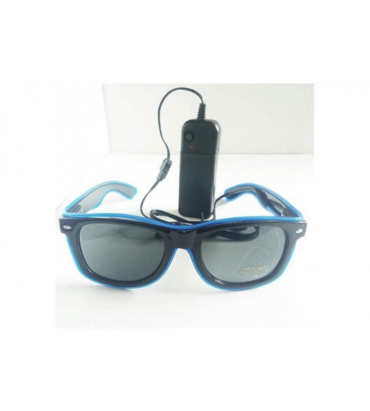 Shield LED Sunglasses- El LED Club Party Light Up Glasses Eyeglasses Bright Flashing Costumes For Party Halloween - Blue - CY...