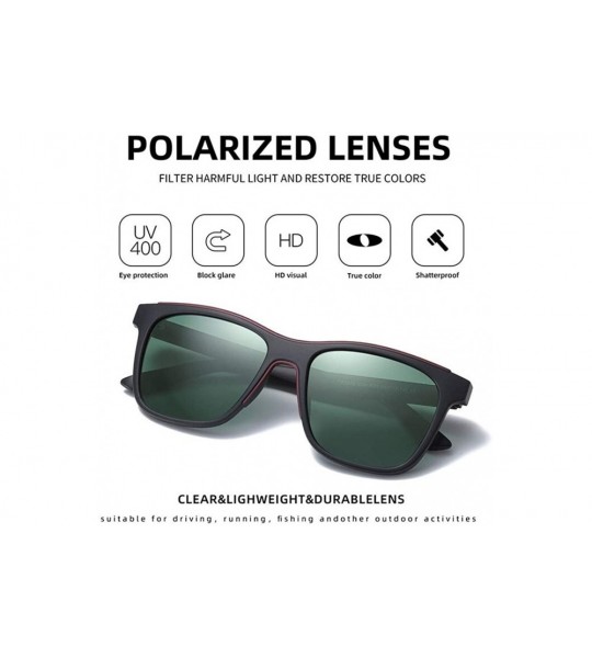 Square Square Polarized Sunglasses for Men TR90 Frame Driving Travel UV400 - C2brown - CA199HHDH2Q $25.10