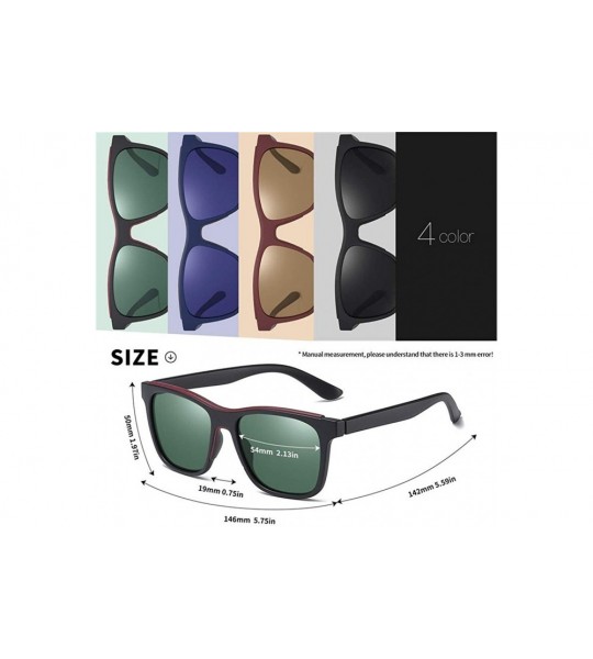 Square Square Polarized Sunglasses for Men TR90 Frame Driving Travel UV400 - C2brown - CA199HHDH2Q $25.10