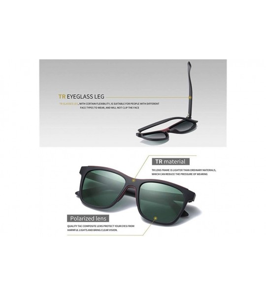 Square Square Polarized Sunglasses for Men TR90 Frame Driving Travel UV400 - C2brown - CA199HHDH2Q $25.10