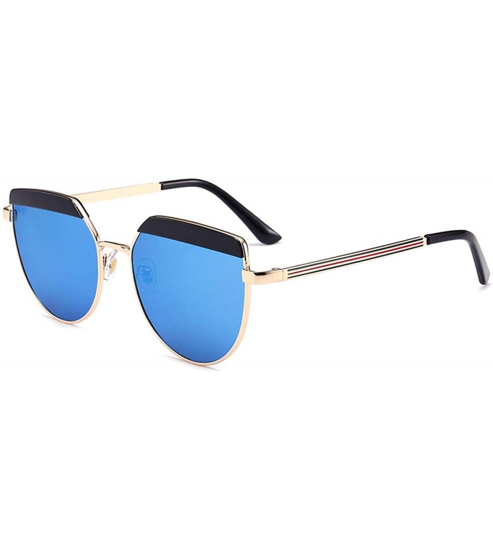 Square Alloy Sunglasses Men Vintage Classic Sun Glasses Metal Mirror Sunglasses - Gold Blue - CW18S0IQ6T0 $22.63
