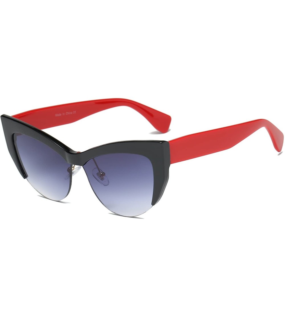 Semi-rimless Cat Eye Sunglasses Sun Glasses- Homeik Half Rimmed Fashion Eyewear for Women S2054 - C3 - C918EM2MUG4 $32.65