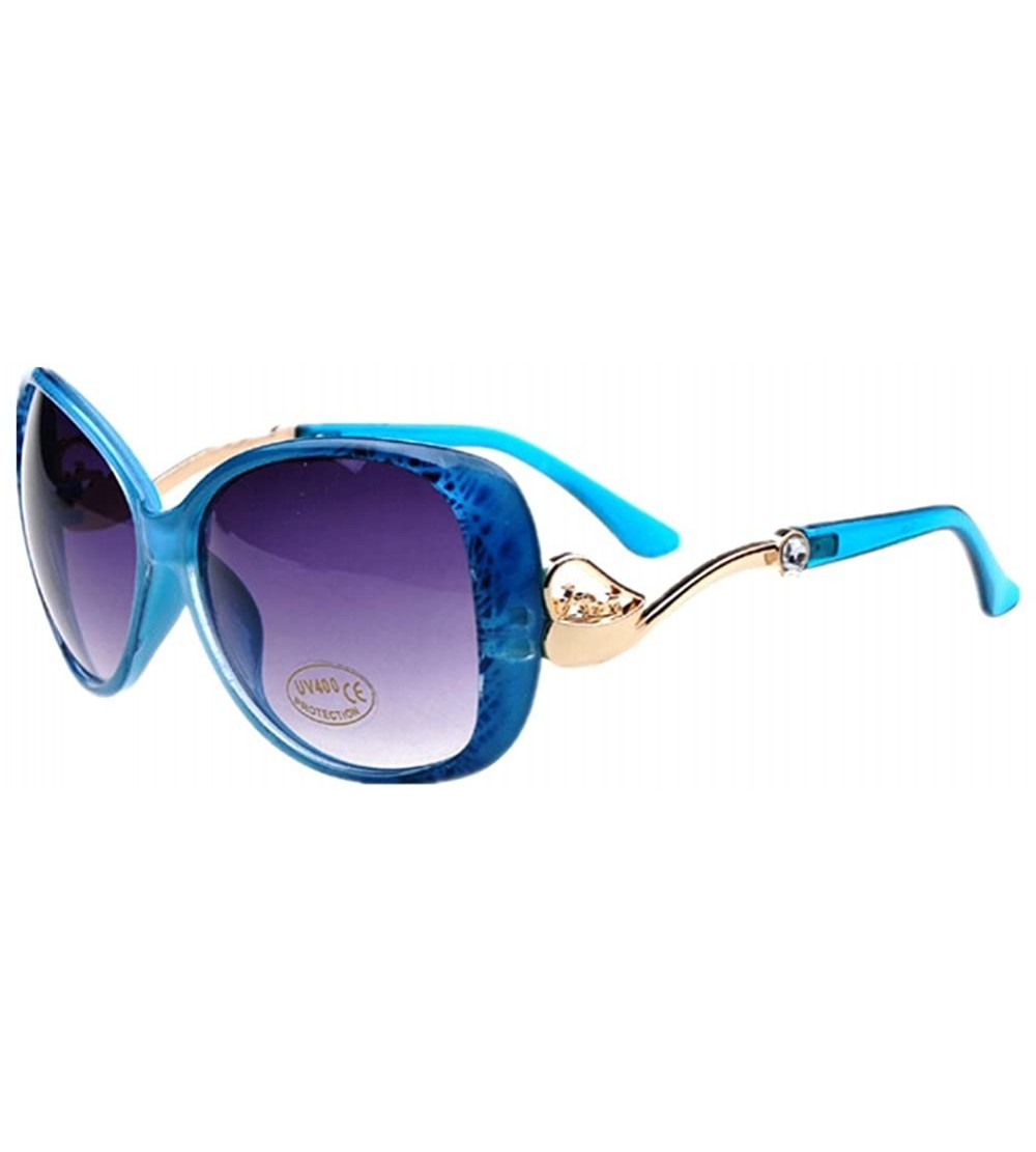 Oversized Vintage Cat's Eye Sunglasses For Women 100% UV Protection Classic Retro Designer Style - Blue - CH11ZSIGQQX $18.85