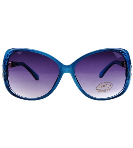 Oversized Vintage Cat's Eye Sunglasses For Women 100% UV Protection Classic Retro Designer Style - Blue - CH11ZSIGQQX $18.85