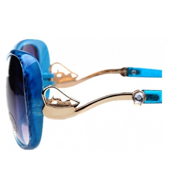 Oversized Vintage Cat's Eye Sunglasses For Women 100% UV Protection Classic Retro Designer Style - Blue - CH11ZSIGQQX $18.85