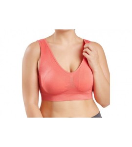 Sport Women V-Neck Stretch Wire Free Plus Size Bra Yoga Sports Casual Workout Full Figure Crop Tops Sports Bras - CC18YCUGIRK...