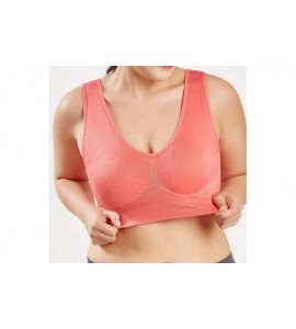 Sport Women V-Neck Stretch Wire Free Plus Size Bra Yoga Sports Casual Workout Full Figure Crop Tops Sports Bras - CC18YCUGIRK...