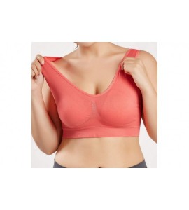 Sport Women V-Neck Stretch Wire Free Plus Size Bra Yoga Sports Casual Workout Full Figure Crop Tops Sports Bras - CC18YCUGIRK...