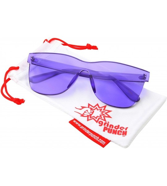 Wayfarer Tinted Colorful Lens Rimless Sunglasses - Transparent Square Horn Rimmed - Purple - CM18GGG9YRO $19.97