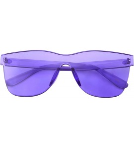 Wayfarer Tinted Colorful Lens Rimless Sunglasses - Transparent Square Horn Rimmed - Purple - CM18GGG9YRO $19.97