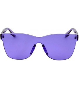 Wayfarer Tinted Colorful Lens Rimless Sunglasses - Transparent Square Horn Rimmed - Purple - CM18GGG9YRO $19.97