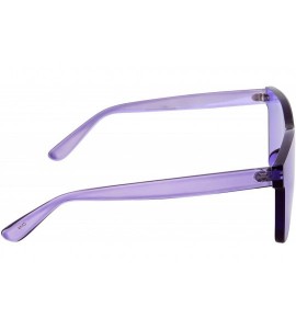 Wayfarer Tinted Colorful Lens Rimless Sunglasses - Transparent Square Horn Rimmed - Purple - CM18GGG9YRO $19.97