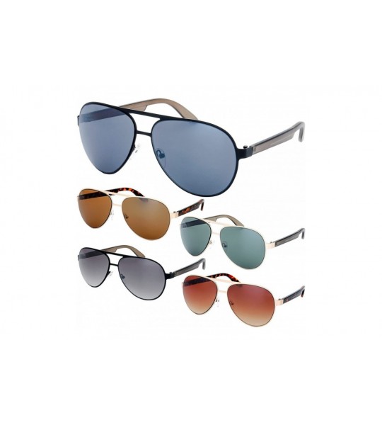 Aviator Steel Leather Frame Active Lifestyle Aviator Sunglasses with Gift Box - 05-black-crystal Grey - C318679W56L $27.15