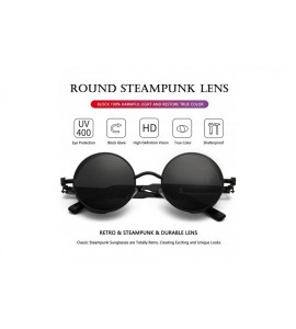 Round Round Steampunk Sunglasses for Men Women Gothic Glasses John Lennon Style Metal Frame 100% UV Blocking Lens - C01904ECC...