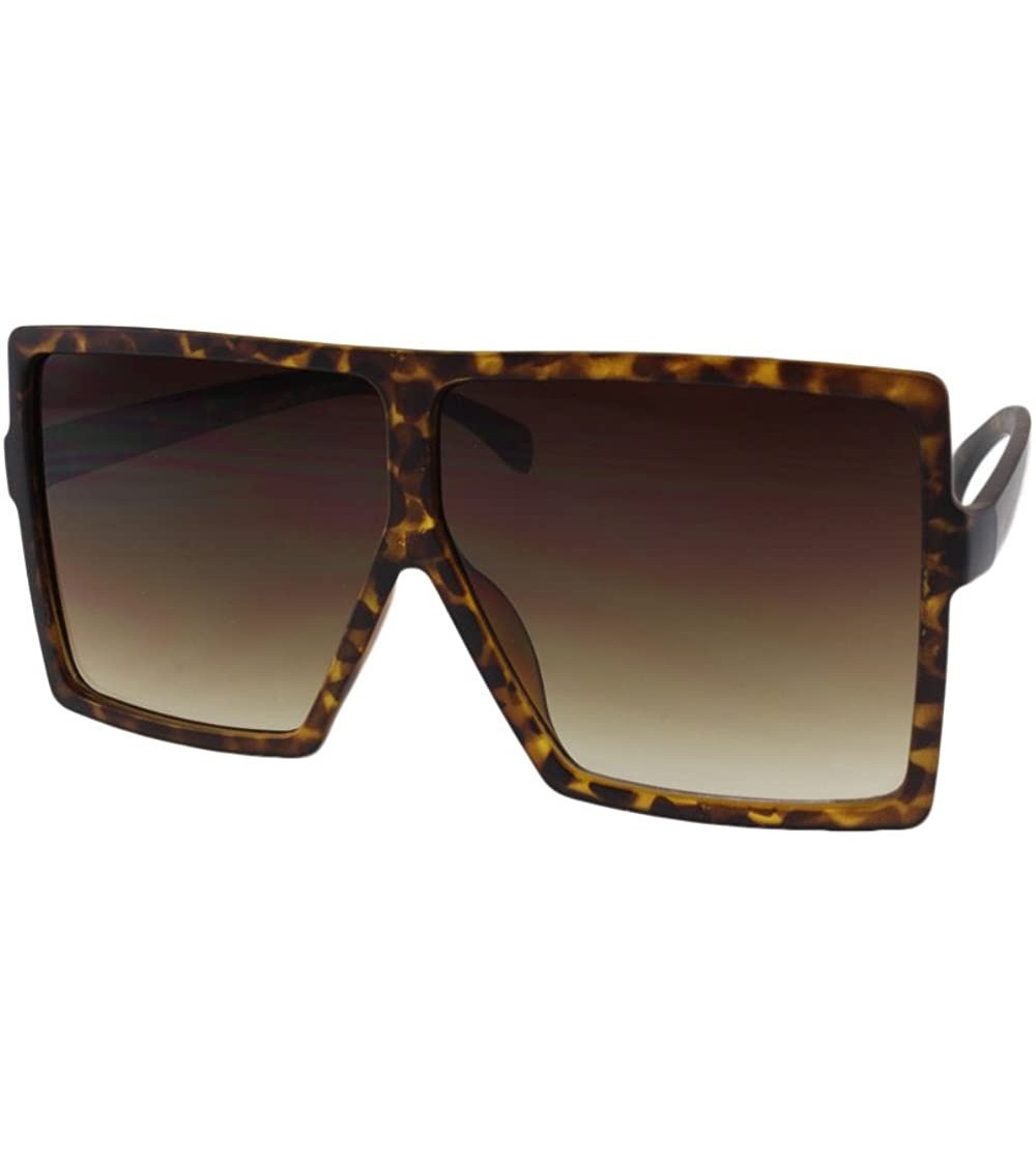 Square Large Square Frame Fashion Sunglasses with Microfiber Pouch - Tortoise / Brown - CB18GG8UIWL $22.85