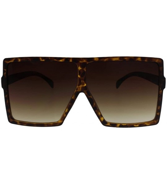 Square Large Square Frame Fashion Sunglasses with Microfiber Pouch - Tortoise / Brown - CB18GG8UIWL $22.85